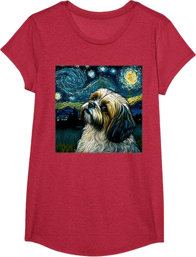 Vista 43 de Camiseta Surrealism Starry Night Shih Tzu Dog