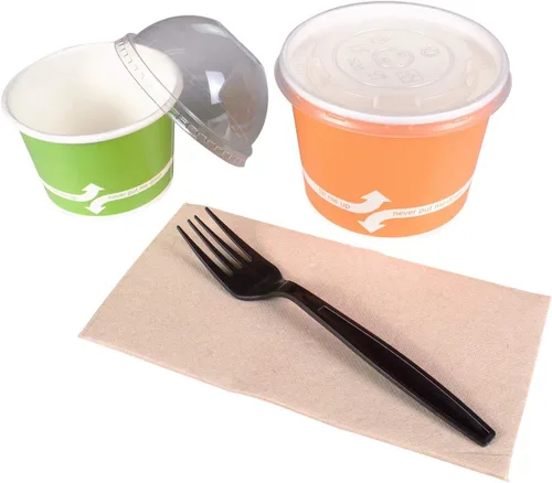 Vista 7 de Karat Tenedores de plástico resistentes envueltos individualmente, tenedores desechables resistentes para restaurantes y camiones de comida