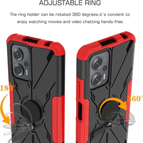 Vista 4 de LiuShan Funda compatible con Xiaomi Redmi Note 11T Pro, funda Poco X4 GT, soporte de anillo de rotación de 360° Kickstand de grado militar, funda a
