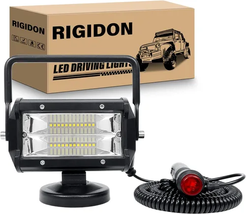 Vista 12 de RIGIDON Luz de trabajo LED de 4 pulgadas y 42 W con base magnética, luz redonda impermeable de 12 V 24 V, luces antiniebla LED para automóvil, SUV