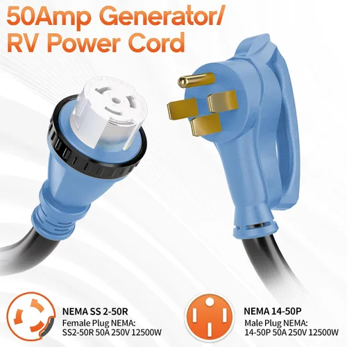 Vista 2 de Cable generador de 10 pies y 50 amperios NEMA14-50P/SS2-50R
