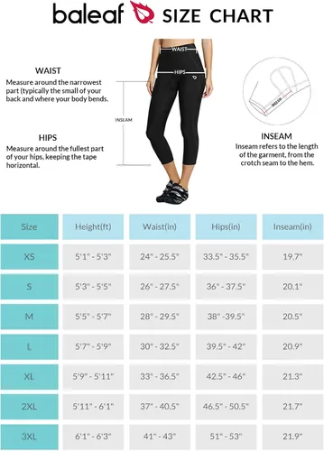 Vista 7 de BALEAF Pantalones cortos acolchados de ciclismo para mujer, pantalones de ciclismo capris para ciclismo, leggings giratorios 34 UPF 50+