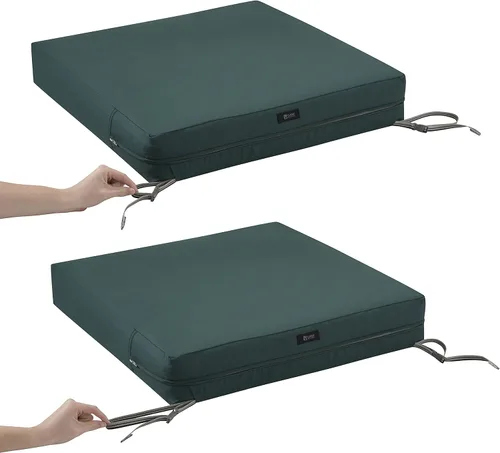 Vista 11 de Classic Accessories Ravenna - Cojín de asiento de patio resistente al agua de 21 x 19 x 5 pulgadas, verde azulado, cojín de sofá de dos plazas