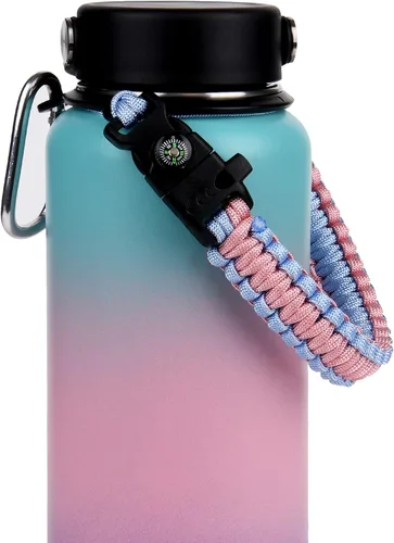 Vista 8 de Wongeto Mango de paracaídas, correa de supervivencia con anillo de seguridad y mosquetón, compatible con botellas de agua de boca ancha Hydro Flask