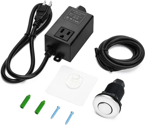 Vista 8 de Kit de interruptor de aire para eliminación de basura con botón de aire corto negro de acero inoxidable Briidea