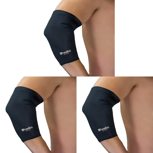 Vista 10 de Heelbo Manga de compresión de rodilla con fibras de cobre infundidas y tela transpirable para aliviar el dolor de rodilla, soporte de rodilla