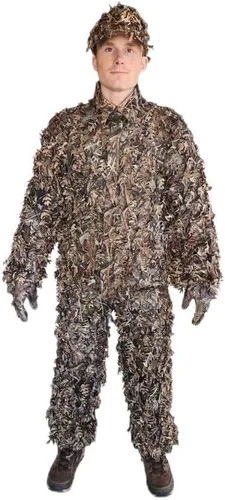 Vista 14 de QuikCamo Mossy Oak 3D Leafy Camo Ghillie Suit - Breathable Quiet Mesh, Snaps and Zippered Pockets for Turkey Hunting