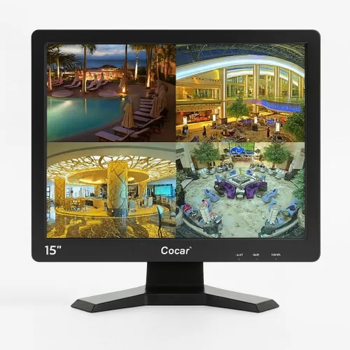 Vista 8 de Monitor CCTV de 8 pulgadas, pantalla de seguridad TFT LCD con VGA, HDMI, AV, BNC, puertos de entrada y salida de audio USB, altavoz integrado