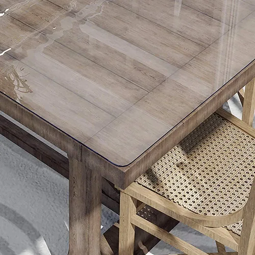 Vista 4 de Mantel de plástico transparente de PVC para mesa de comedor, escritorio, protector para mesa de estudiante, protector de escritorio, mantel