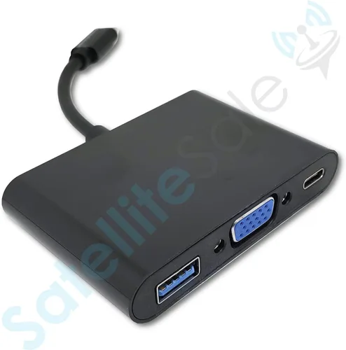 Vista 2 de SatelliteSale USB tipo C a hembra USB 3.0/VGA/USB-C multipuerto convertidor 5Gbps 1080p PVC negro