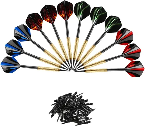 Vista 11 de Accmor 12 piezas de dardos con punta de plástico, juego de dardos de punta suave, dardo de punta de plástico de 14g, se adjunta extra 36 puntas