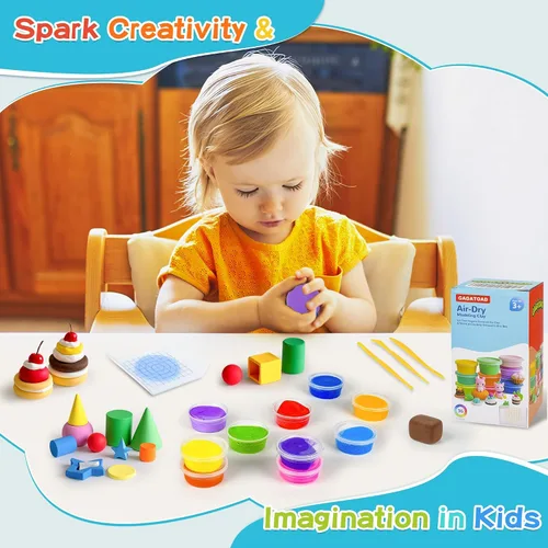 Vista 3 de GAGAtoad - Kit de plastilina de secado al aire, 36 colores, ultra ligera, con tablero de presión, herramientas de modelado de plástico, con libro