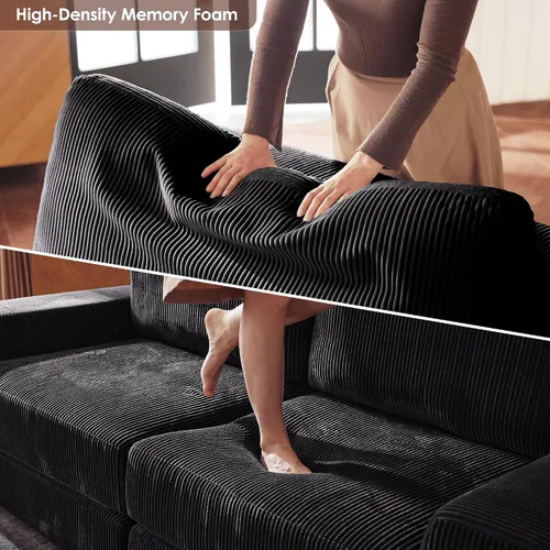 Vista 7 de Sofá seccional modular, 120.47" Sofá seccional moderno en forma de nube con chaise en L, cómodo sofá mullido de corduroy con asiento profundo, sofás