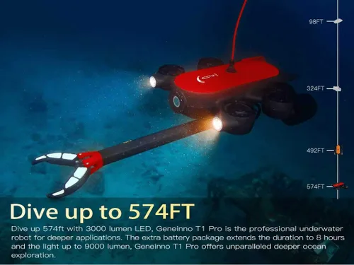 Vista 3 de Tether Titan - Robot profesional subacuático ROV AUV de 656.2 ft con cámara 4K UHD, control remoto, detección submarina para visión, grabación T1