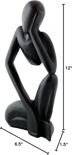 Vista 8 de G6 Collection Estatua abstracta de madera de 12 pulgadas hecha a mano para pensar, hombre pensante, arte moderno, decorativo, único, decoración