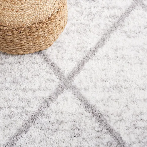 Vista 7 de SAFAVIEH Berber Shag Collection - Alfombra para pasillo, 2 pies 3 pulgadas x 8 pies, color gris y marfil, diseño bohemio rústico, no desprende
