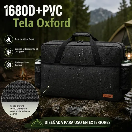 Vista 5 de Funda de transporte para estufa de campamento para Coleman de 2 quemadores, bolsa de transporte para estufas Camp Chef Everest Bolsa