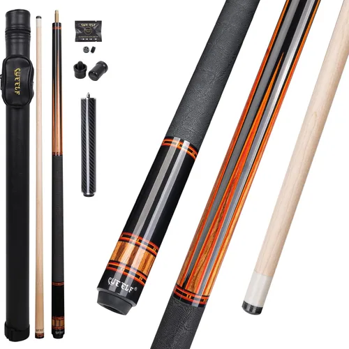 Vista 8 de CUEELF Taco de billar profesional con incrustaciones hechas a mano para adultos Solid Brass Joint Low Deflection Shaft 12.5mm Pro Tip & Inlay Ring
