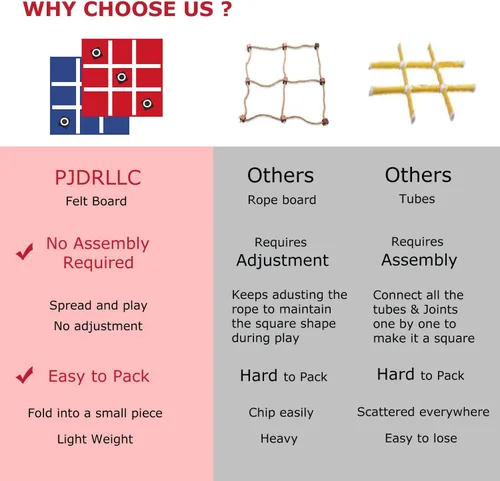 Vista 3 de PJDRLLC Tic Tac Toe - Juego de puf gigante para acampar al aire libre, patio trasero, césped para niños y adultos, juegos familiares grandes
