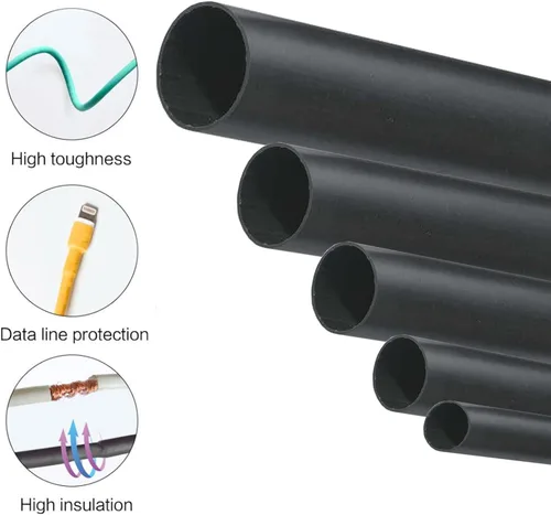 Vista 6 de Tubo termorretráctil negro 3:1 de doble pared con adhesivo marino forrado con pegamento impermeable para cables, protectores de cables, conectores
