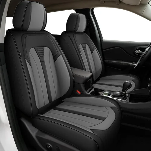 Vista 8 de CX-5 - Fundas de asiento delantero de piel sintética para Mazda CX-5 2013-2024 (negro y beige)