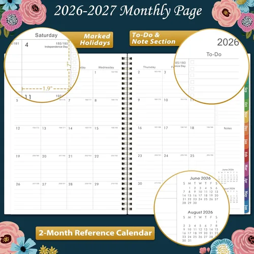 Vista 3 de Agenda 2026-2027, semanal y mensual, julio 2026 a junio 2027, planificadores calendario 2026-2027, 9 x 11 pulgadas, papel premium, encuadernación