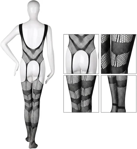 Vista 2 de Body de malla transparente para hombre, color negro, Negro