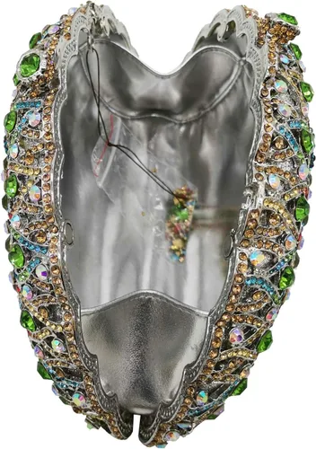Vista 6 de Boutique De FGG Bolsos de mano con diamantes de imitación de pavo real para mujer, bolsos de noche para bodas, fiestas, bolsa de mano de cristal