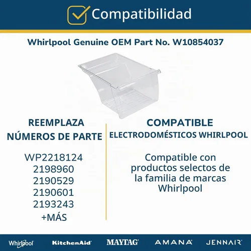 Vista 6 de Whirlpool W10854037 Cajón para verduras