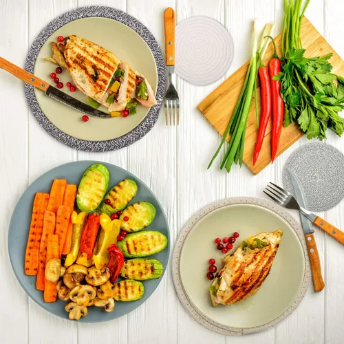 Vista 6 de Salvamanteles para platos calientes, ollas y sartenes, almohadillas calientes de 8 pulgadas, 5 piezas, soportes para ollas para cocina, tapete