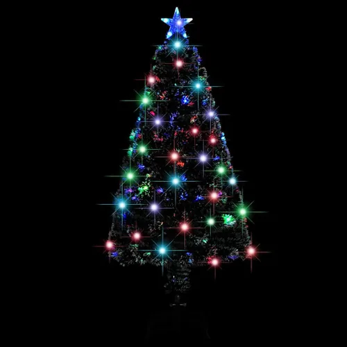 Vista 3 de 4 ft Artificial Christmas Tree. Pre-lit Fiberglass LED Pine 135 Branches, 7 Color Changing Lights, Indoor & Sheltered Outdoor Use Green