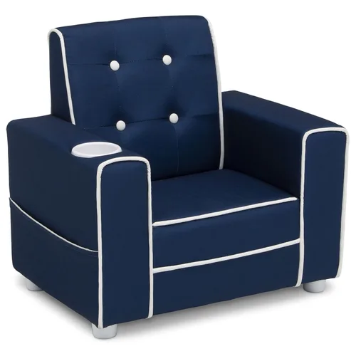 Vista 10 de Delta Children Chelsea Kids - Silla tapizada con soporte para tazas, color gris suave