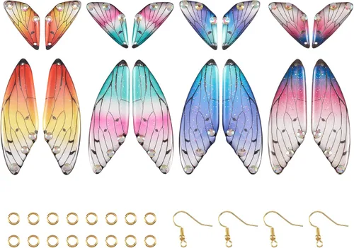 Vista 22 de Craftdady Colgantes de Resina de Alas de Mariposa y Alas de Hada - Lindos Colgantes Colgantes de Animales y Dijes de Hongos - Dijes Degradados