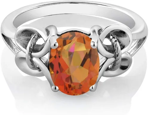 Vista 50 de Gem Stone King Anillo de compromiso ovalado con piedra natal para mujer, plata de ley 925, ovalado de 0.354 x 0.276 in, anillo de compromiso