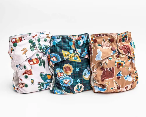 Vista 6 de Big Adventure Kinder - Juego de 5 pañales de tela reutilizables para bebé, estilo de bolsillo, jersey atlético que absorbe la humedad, insertos