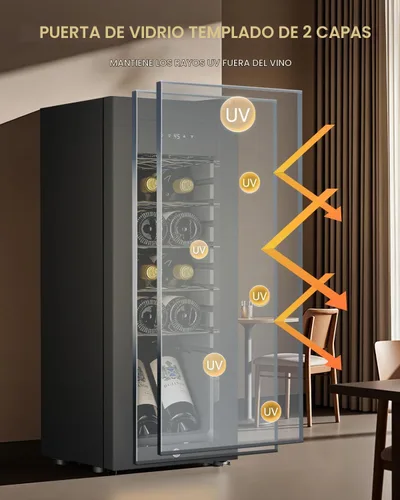 Vista 6 de Feelfunn Refrigerador de vino de 12 botellas, refrigerador de vino