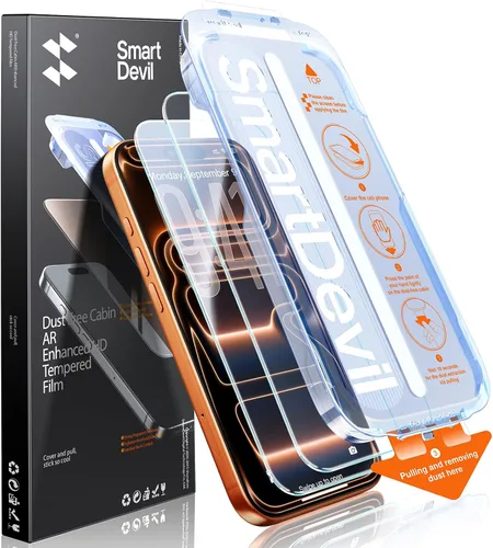Vista 9 de SMARTDEVIL - Paquete de 2 protectores de pantalla para iPhone 16 Pro, antiluz azul Eye Protection & Reduce Eye Strain, 9H Tempered Glass with Auto