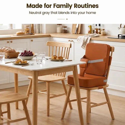 Vista 6 de Booster Seat for Kitchen Chair, Upgrade Toddler Booster Seat for Table Brown-PU