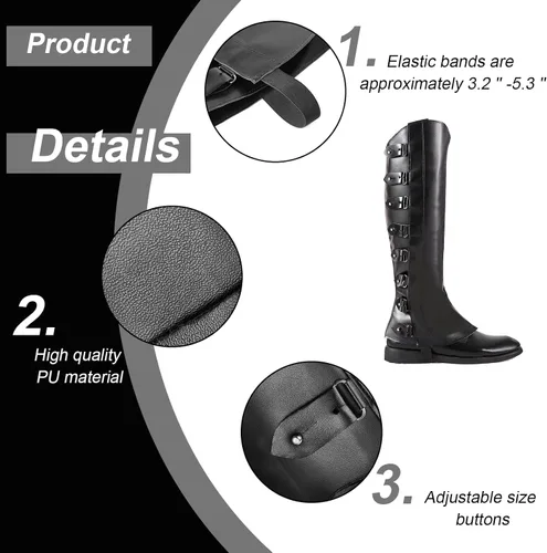 Vista 3 de NUMJAW Fundas para botas de disfraz de gato con botas, cubiertas para botas de pirata, fundas de botas medievales vikingos Jedi, fundas de botas