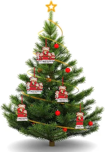 Vista 5 de Adornos de Navidad personalizados, adornos de Navidad 2023, nombres grabados personalizados, adornos de Navidad familiares para decoración del árbol