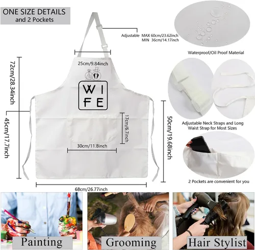 Vista 4 de MBMSO Juego de delantales para marido y esposa, delantal para esposa, regalo de boda para parejas, para él y ella, delantales de cocina, regalo