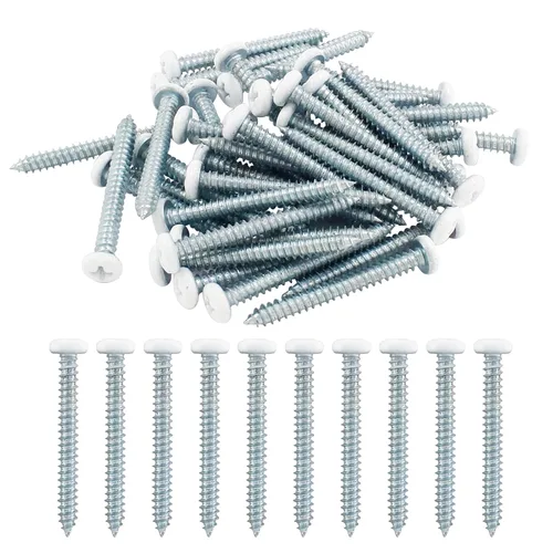 Vista 12 de 120 piezas de tornillos de cabeza plana blancos #6 x 1, tornillos autorroscantes Phillips para chapa metálica para madera