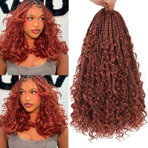Vista 11 de Unionbeauty - 8 paquetes de trenzas bohemias de diosa en caja, de ganchillo de pelo para mujer negra, 8 pulgadas de trenzas de caja bob bohemias