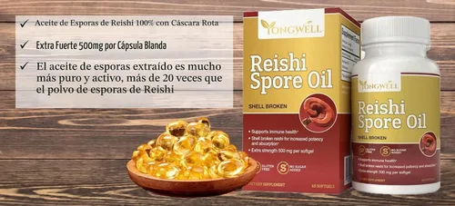 Vista 3 de Reishi Esporas Aceite Shell Broken Extra Strength 500mg (60 cápsulas blandas)