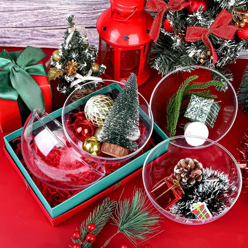 Vista 5 de 2 Pieces 6.3 Inch Christmas Clear Plastic Fillable Ball Ornaments DIY Craft Transparent Baubles Shatterproof Christmas Tree Hanging Ornaments for