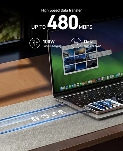 Vista 89 de Dasku iPhone 17 USB C a USB C de carga rápida, 60 W (3.1 A), paquete de 2 cables cargador de carga de 3 pies tipo C para iPhone 17/16/15/15 Plus/15