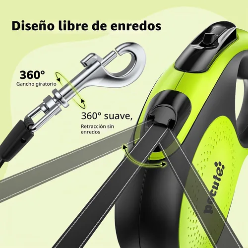 Vista 7 de Pecute - Correa retráctil para perro con cable a prueba de mordiscos - 18,2 pies de correa retráctil resistente para mascotas con dispensador
