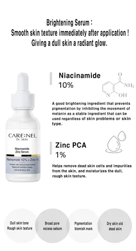 Vista 3 de Suero coreano para el cuidado de la piel con vitamina B, suero C para la cara, niacinamida, 10% de zinc, 1% y 1%, suero facial hidratante K Beauty