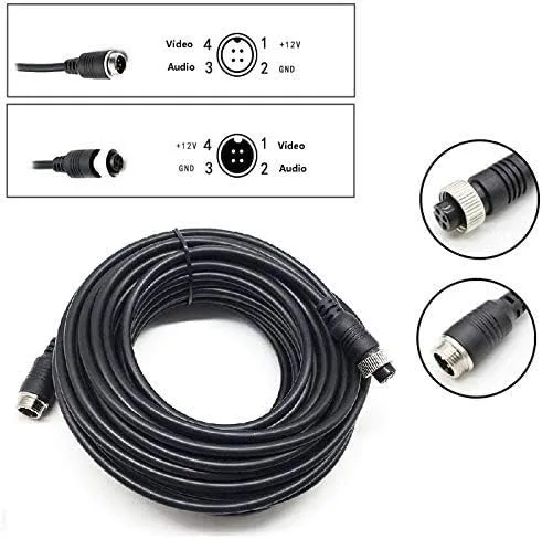 Vista 4 de Cable de extensión de aviación de 4 pines para cámara de respaldo con cable/cámara de visión trasera CCTV, camión, remolque, autocaravana, autobús