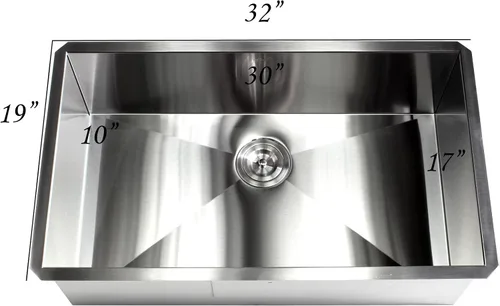 Vista 5 de KKR-F3219 - Fregadero de cocina de acero inoxidable con diseño de radio cero calibre 16, montaje inferior, de 32 pulgadas, de acero inoxidable
